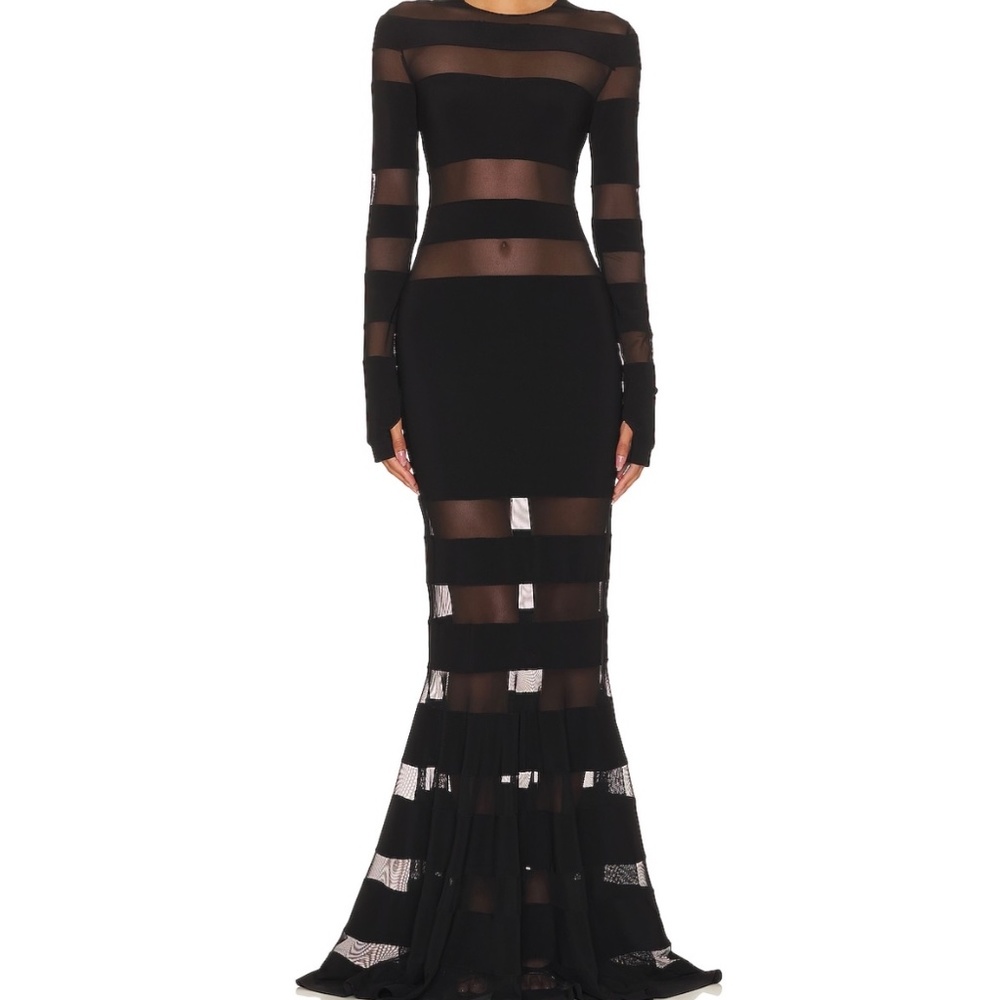 Black and black mesh gown